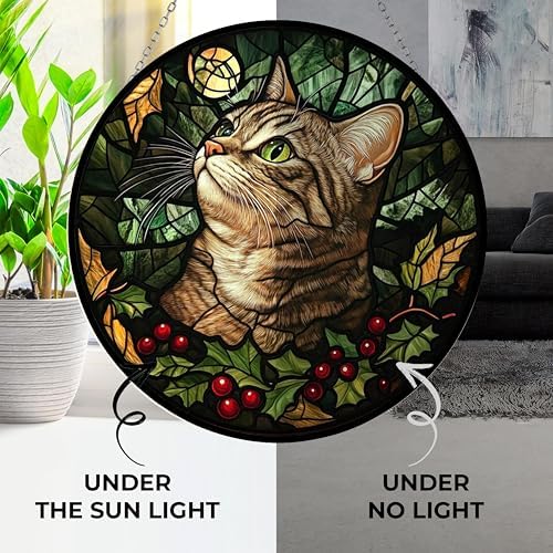 Cat Stained Glass Window Hanging by Clare Donovan,Hummingbird Sun Catchers Indoor Window Decor, Stained Glass Suncatcher Gifts for Women, Christmas - Image 3