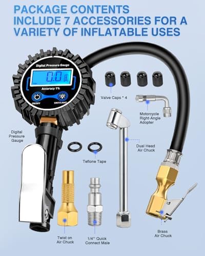 Nilight Tire Inflator with Digital Pressure Gauge 250PSI Heavy Duty