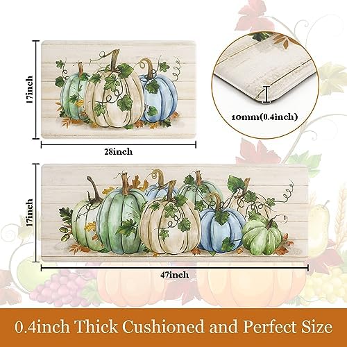U'Artlines 2Piece Anti Fatigue Fall Kitchen Mats Rug Runner Set Green - Image 2