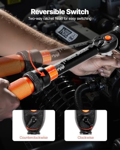 VEVOR 50Pcs Torque Wrench Set, 1/4 Inch Drive, 20-240IN.LB(2.3-27.1Nm), 72-Tooth Inch Pound Click Torque Wrench with Bit Sockets, Adapters, for MTB, E-Bike, Motorcycle - Image 6