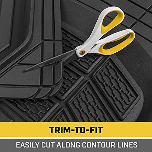 Cat® CAMT-9013 (3-Piece) Heavy Duty Deep Dish Rubber Floor Mats, Trim to Fit for Car Truck SUV & Van, All Weather Total Protection Durable Liners Black, 29.5" L x 21" W x 1" Th