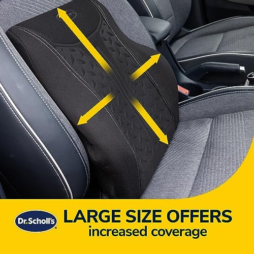 Dr. Scholl’s Max Support Charcoal-Infused Lumbar Seat Cushion for Car, Truck, SUV — Black