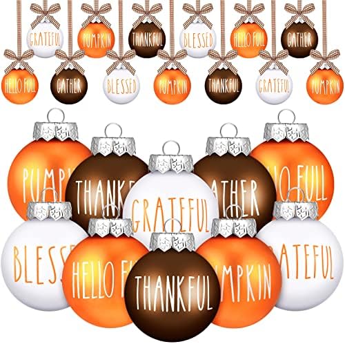 Thinkday 12 Pcs Fall Thanksgiving Ornaments for Tree, Rustic by Thinkday