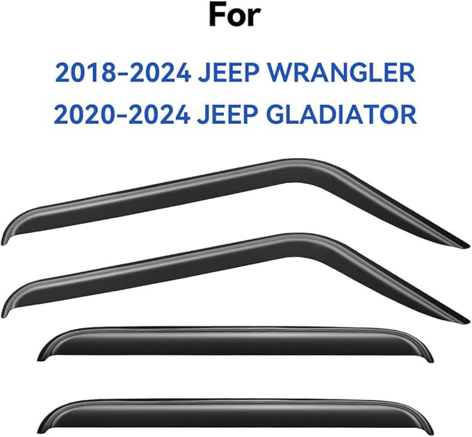 Window Visors Rain Guards for 2018-2025 Jeep Wrangler JL, Out-Channel Window - Image 2