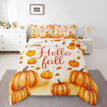 Erosebridal Fall Bedding Comforter Sets for Boys Girls Thanksgiving Gifts Bedding Autumn Harvest Comforter Set Bedroom Decor, Golden Pumpkin Decor Duvet Insert with 2 Pillowcases, Queen by Erosebridal