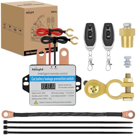 Nilight Remote Battery Disconnect Switch 12V 24V 360A w/Voltmeter Display