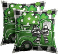 St Patricks Day Pillow Covers 18x18 Set of 2 Shamrock Clover Throw Pillow Covers Spring Pillowcase Linen Decoration Farmhouse Decorative Buffalo Plaid Cushion Case Couch for Indoor Home Decor by Trongr