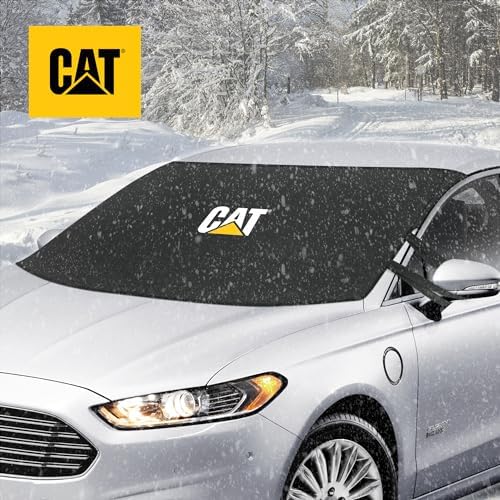 Cat® Windshield Snow Cover, Toughest Car Frost Protector for Ice & Sleet, Weatherproof for Winter, Includes Anti-Theft Straps, Freeze Protector for Auto Car Truck Van SUV, Wide Size 78"x45" inch,Black