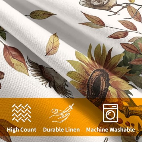 Fall Sunflower Throw Pillow Covers 20x20 Set of 2 Autumn Buffalo Plaid Pumpkin Thanksgiving Pillow Covers Bird leaves berries Pillowcase Vintage for Kitchen Sofa Cushion Outdoor Bedroom Decoration - Image 7