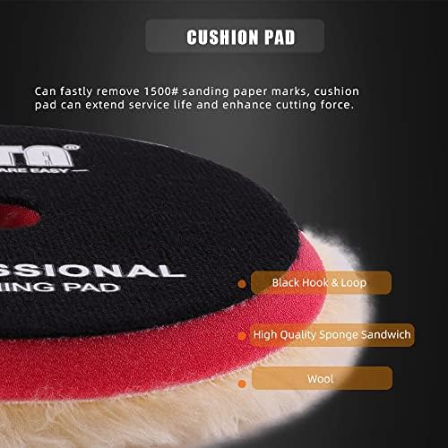 SPTA Wool Polishing Pads, 2Pcs 6 Inch (150mm) Wool Cutting Pad, Yellow Wool Buffing and Polishing Pad Set, Wool Buffing Wheel for Medium Cut for 6 Inch Car Polisher Polishing, Buffing and Cutting - Image 4