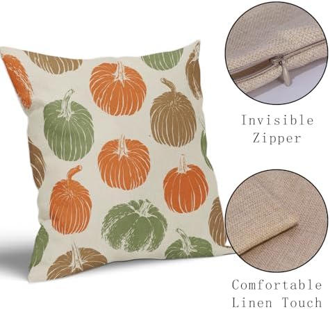 Brown Orange Green Pumpkin Fall Pillow Covers 20x20 Set of 2 Autumn Harvest Print Thanksgiving Decorative Throw Pillows Outdoor Farmhouse Cushion Case Seasonal Decor for Couch Sofa Bed - Image 4