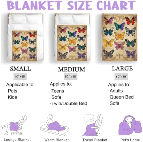 Butterfly Vintage Throw Blanket Gifts for Women Kids, 50x60in - Image 3