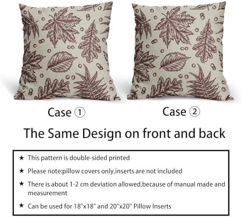 Burgundy Red Fall Pillow Covers 20x20 Set of 2 Cream Maple Leaf Print Autumn Colored Harvest Decorative Outdoor Pillowcases Farmhouse Seasonal Throw Cushion Case Decor for Home Couch Sofa Bed - Image 6