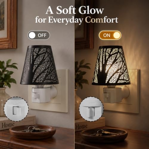 2 Pack Tree Pattern Plug in Night Lights, 2700K Warm White, Metal Shade - Image 3