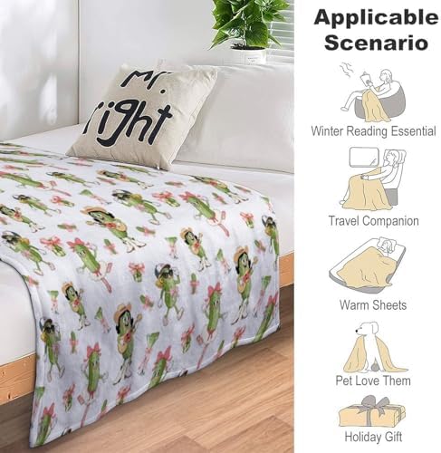 Socira Cucumbers Funny Pickle Blanket Throw Blanket Cucumbers Funny Pickle Gifts for Women Men Soft Sofa Throws for Travel Camping Bed Home Decor Car Birthday Gift 50"*60"（130 * 150cm） - Image 7