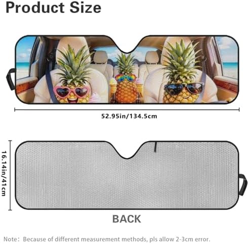 Renewold Automotive Front Windshield Sunshade Summer Car Window Covers Block Heat UV Rays Sun Shade for Jeep Wrangler JK JKU JL JLU 1997-2023 Sun Blocker Visor Foldable Shield Funny Tropical Pineapple