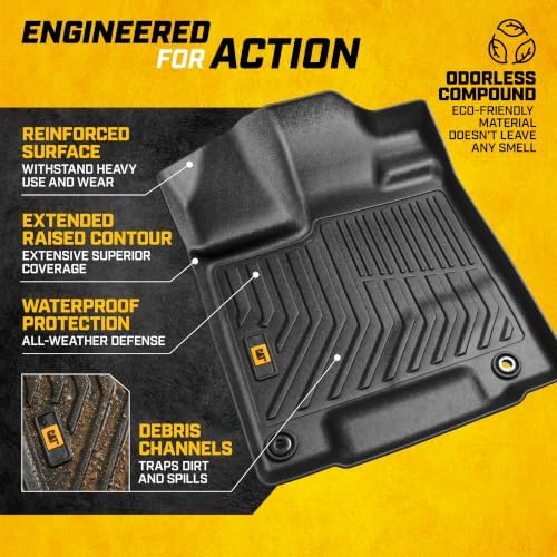 CAT® JustFit™ 3D Custom Fit Floor Mats for Honda Ridgeline 2017-2025, Heavy Duty All Weather Floor Liners Laser Measured, Honda Ridgeline Accessories