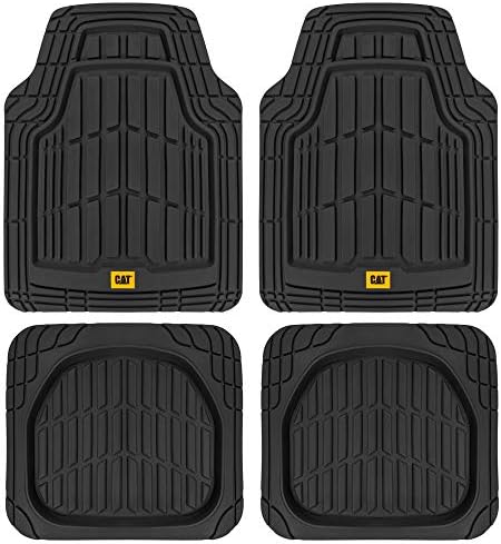 CAT® ToughRide™ Heavy-Duty 4 Piece Black Floor Mats for Cars - Trim to Fit All-Weather Rubber Car Mats Full Set - Truck Mats & Cars Floor Mats - Interior Accessories for SUVs & Car Rug Protection