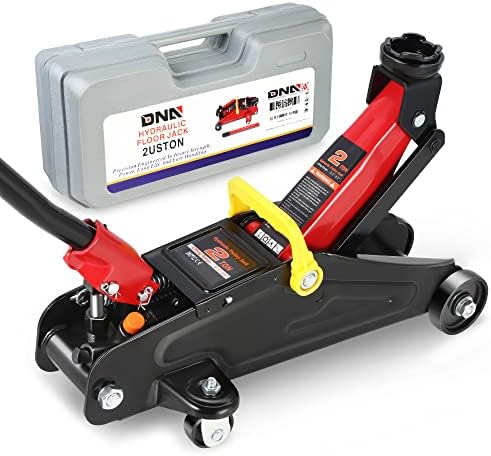 DNA Motoring TOOLS-00234 Low Profile Hydraulic Trolley Service/Floor Jack, 2 Ton (4000 lbs) Capacity, Lifting Range 5.1"-13", Black by DNAMOTORING-Tools