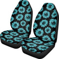 Black Green Sunflower Print Car Seat Cover Colorful Cute Print Front Seat Covers 2 pcs, Vehicle Seat Protector Car Mat Covers, Fit Most Vehicle, Cars, Sedan, Truck, SUV, Van