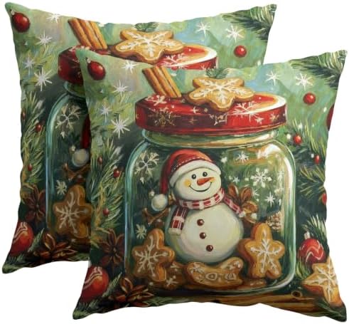 Merry Christmas Snowman Pillow Covers 22x22 Set of 2 Highly Absorbent by Unknown
