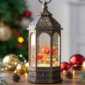 Christmas Snow Globe Lantern Water Glittering 10.5'' Cardinal with Music& Timer, USB Lined/Battery Operated Lighted Lantern for Christmas Festival Decoration Gifts by Qualdout