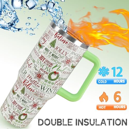 Christmas Tumbler 40 oz Xmas Tree Cup Winter Coffee Travel Mug Stainless Steel Insulated Cups Joy Holiday Water Bottle Christmas Decor Gifts - Image 4