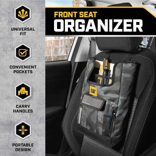 CAT® Car Seat Organizer for Cars Trucks SUVs, Removable Portable On-The-Go, Securely Attaches to Front or Rear Seats, Adjustable Straps, Car Accessories Compact Caddy for Travel Driving - Urban Camo