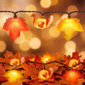 Fall String Lights Plug in, 12Ft 20 LED Maple Leaves Turkey Decor Lights by Hcorusun