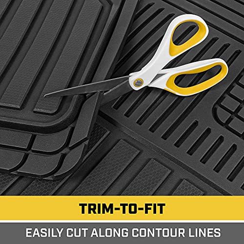 CAT® ToughLiner™ Black Car Floor Mat– Heavy-Duty Trim to Fit for Trucks, & SUVs – All-Weather Odorless Rubber Automotive Mat & SUV Floor Liners for Maximum Protection