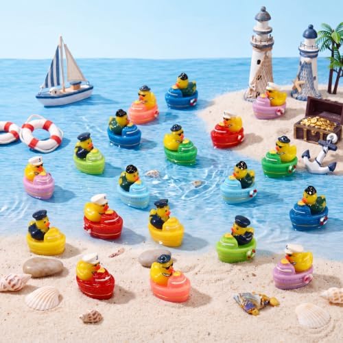 RoundFunny 50 Pcs Mini Sailor Cruise Ducks Sunglasses Tiny Resin Ship Duck - Image 2