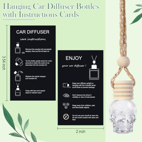 Boao 50 Sets Halloween Skull Hanging Car Air Freshener Diffuser Bottles