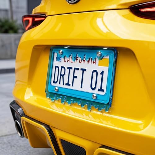 Timtin 1 Set Fluorescent Blue License Plate Frame, Style 1