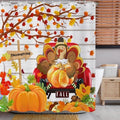 Thanksgiving Day Turkey Shower Curtain, Fall Autumn Harvest Pumpkins Red Truck Maple Trees Rustic Wooden Bathroom Curtain Waterproof Fabric Machine Washable with Hooks, 36" Wx72 L by Caheansi