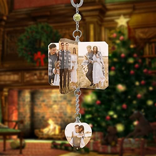 Crystal Windmill Personalized Photo Hanging Ornament Car Gift for Couple Custom Picture Car Rearview Mirror Interior Pendant Decoration - Image 2