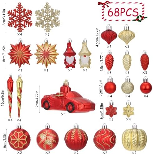 Red & Gold Fall Christmas Tree Ornaments Farmhouse Thanksgiving Decorations - Image 3