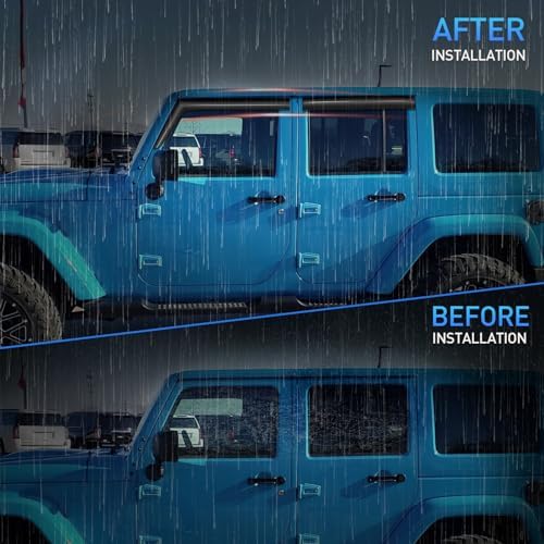 Nilight Tape-On Rain Guards for Jeep Wrangler JK 2007-2018, 4PCS