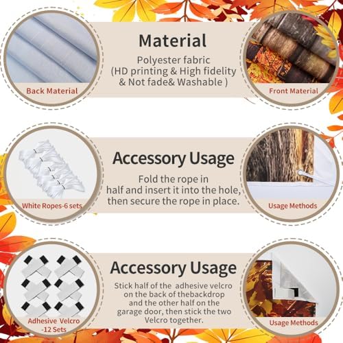 Fall Thanksgiving Garage Door Cover Decorations Banner Backdrop 7x16ft - Image 3