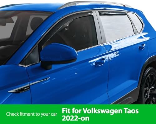 Goodyear Shatterproof in-Channel Window Deflectors for Volkswagen Taos 2022-2026, Rain Guards, Window Visors for Cars, Vent Deflector, Car Accessories, 4 pcs - GY007938