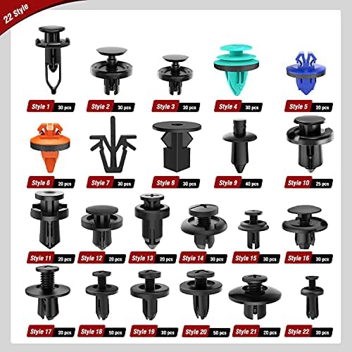 Nilight 680Pcs Car Push Retainer Clips Auto Fasteners Assortment Popular Sizes Nylon Bumper Fender Rivets Cable Ties for Toyota GM Ford Honda Chevy