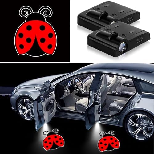 2PCS Ladybug Cars Door Logo Projector LED Shadow Light Welcome Lamp