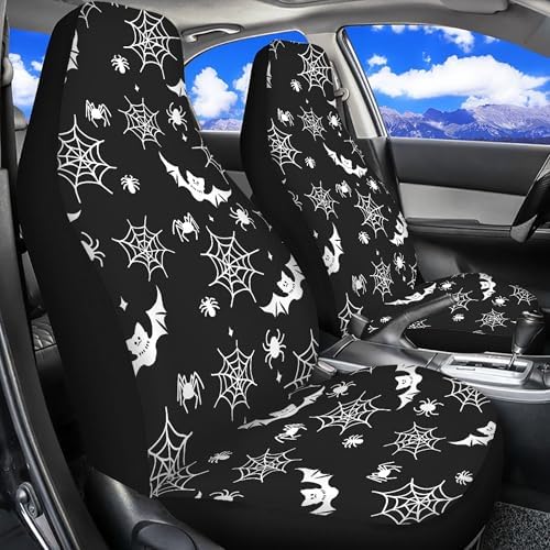Cute Bat Spider Web Print Universal Car Seat Cover Front Seats Protector Fit for Most Cars,SUVs,Sedan,Truck or Van