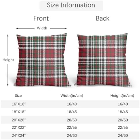 Christmas Plaid Pillow Covers 16x16 Set of 2 Red Highly Absorbent - Image 4