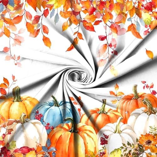 Fall Pumpkin Shower Curtain, Colorful Watercolor Autumn Pumpkins Maple Leaves on The Top Thanksgiving Day Harvest Bathroom Curtain Waterproof Fabric Machine Washable with Hooks, 72" Wx78 L - Image 5