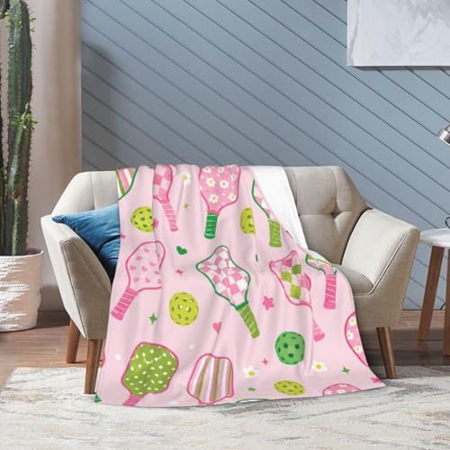 Pickleball Paddle Blanket for Women, Gifts for Girls, Cute Preppy Pickleball Blankets for Kids, Soft Cozy Lightweight Throw for Bed Sofa Home Travel Room Decor, 40x50 Inch - Image 3