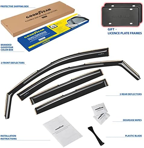 Goodyear Shatterproof in-Channel Window Deflectors for Ford Ranger 2019-2023 SuperCrew, Rain Guards, Window Visors for Cars, Vent Deflector, Car Accessories, 4 pcs - GY003449LP