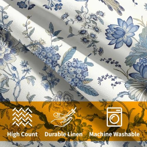 Chinoiserie Floral Pillow Covers 20x20 Set of 2 Blue Highly Absorbent - Image 6