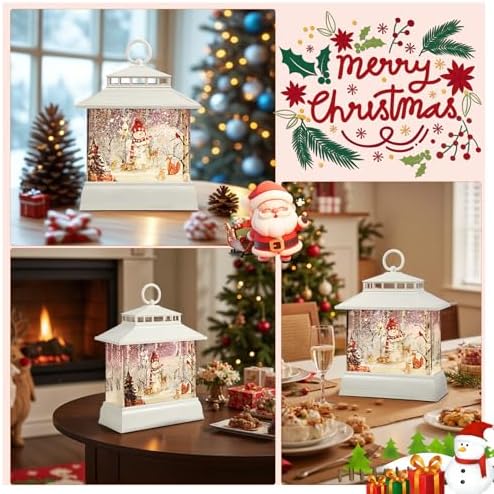 Christmas Snow Globe Lantern Water Glittering Lantern with 8 Songs & 6H Timer Romote Control Christmas Snow Globes USB & Battery Operated for Christmas Festival Decorations Gifts (Snowman) - Image 7