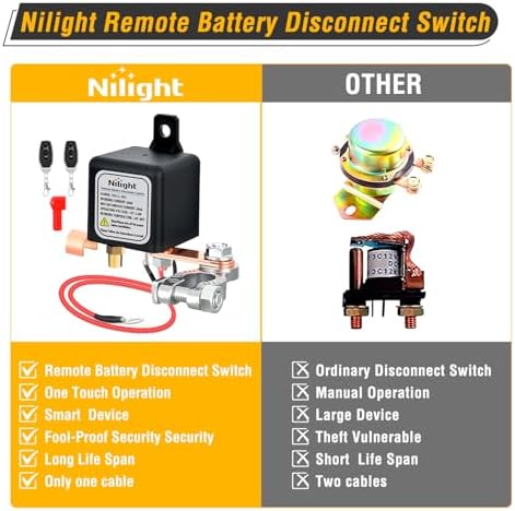 Nilight Remote Battery Disconnect Switch 12V 250A
