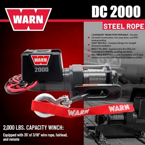 WARN DC Series 12V Electric Winch with 2000 lb Pulling Capacity - 92000 - Image 3